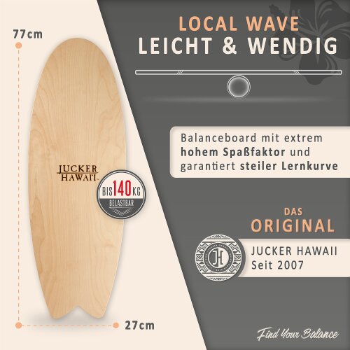 JUCKER HAWAII Balanceboard WAVE – La Tavola Oscillante Per Allenare Equilibrio E Core (NUOVO)